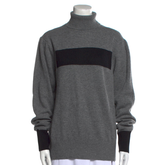 Random Identities Wool Cashmere Turtleneck Sweater Grey Black Medium - Picture 4 of 8